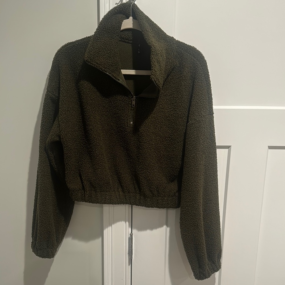 Cozy Olive Green Fleece Pullover